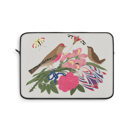 Pink-Breasted Bird & Wren Laptop Sleeve – Elegant Joy & Springtime Charm