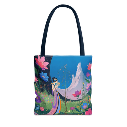 🌸🏔️ The Lady Of The Mountain Garden Tote Bag – Art Deco Floral Fantasy