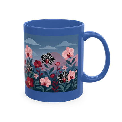 🖤🌸 The Lady Of The Striped Orchid Garden Ceramic Mug – Art Deco Fashion Elegance