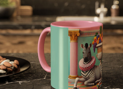 Still Life with Zebra, Fruit, and Pink Columns Colorful Mugs (11oz, 15oz)