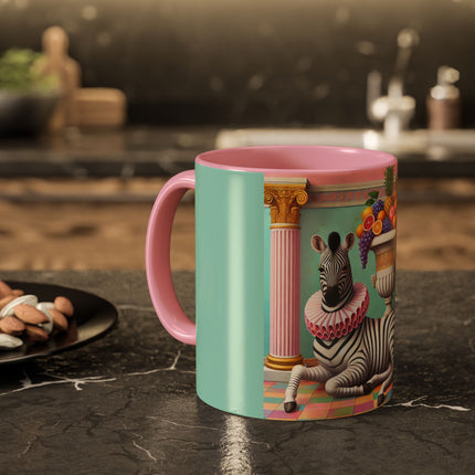 Still Life with Zebra, Fruit, and Pink Columns Colorful Mugs (11oz, 15oz)