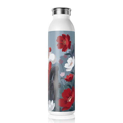 🚗🌺 The Lady Of The Grand Touring Car Slim Water Bottle – Art Deco Motoring Elegance