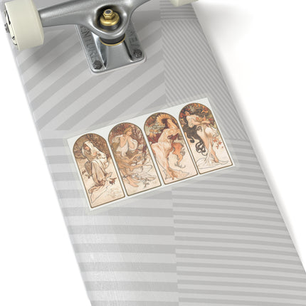 The Seasons by Alphonse Maria Mucha Kiss-Cut Stickers (4 Sizes)