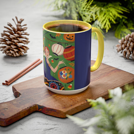 🏮🎃 The Lady Of Halloween Lanterns Colorful Mug – Colorful Art Deco Halloween Charm