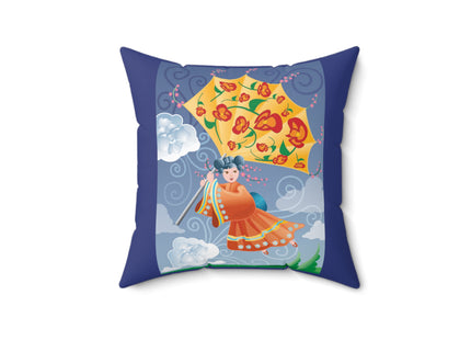 Flight of Blossoms Spun Polyester Square Pillow