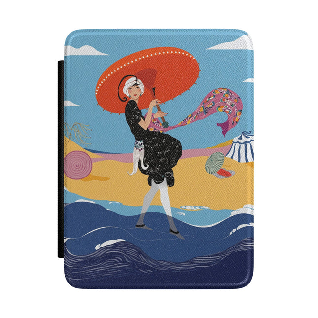 Beachside Promenade Kindle Case – Glamorous Summer Stroll & Retro Chic