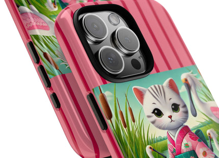 Geisha Kitten Strolls Among the Spoonbills Phone Cases