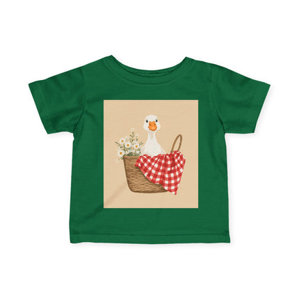 🦆🌼 The Little Daisy Basket Duckling Infant Fine Jersey Tee – Whimsical Woodland Charm