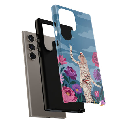 🌺👒 The Grand Flower Promenade Phone Case – Art Deco Fashion Illustration