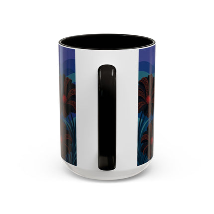 🖤🌺 The Midnight Floral Acrobat Colorful Mug – Art Deco Fashion Whimsy