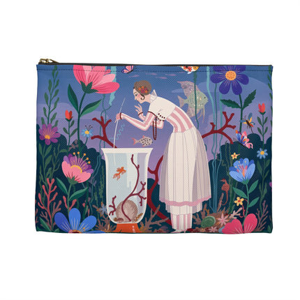 🐠🌸 The Enchanted Aquarium Garden Accessory Pouch – Art Deco Underwater Fantasy