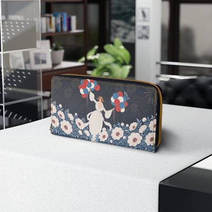 🎈🌼 The Midnight Balloon Garden Wallet – Art Deco Floral Celebration