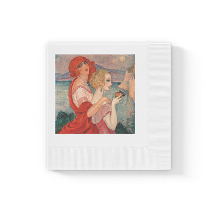 Sur la Route d'Anacapri by Gerda Wegener White Coined Napkins