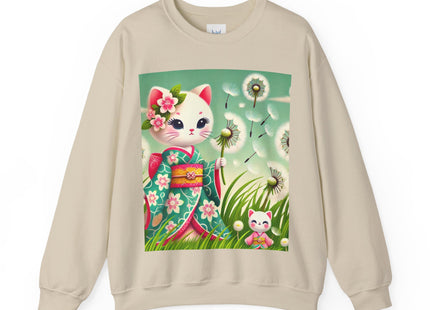 Geisha Kitten and the Dandelion Wish Heavy Blend™ Crewneck Sweatshirt