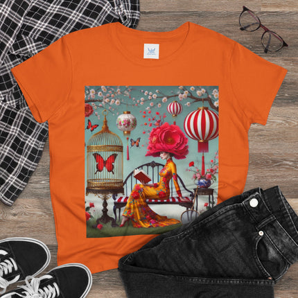 Reading In A Painted Garden Cotton Tee