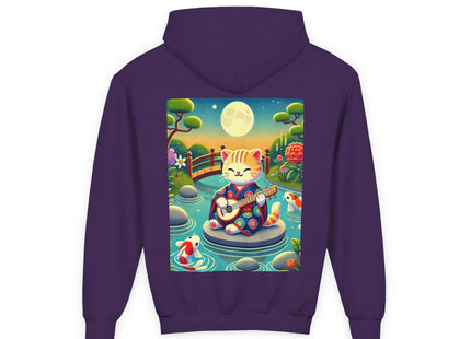 Melodic Kitten by the Koi Pond Youth Heavy Blend Hooded Sweatshirt