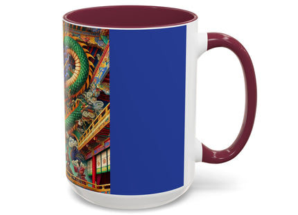 Tibetan Dragon Over Kabuki Duel Colorful Mugs (11oz, 15oz)