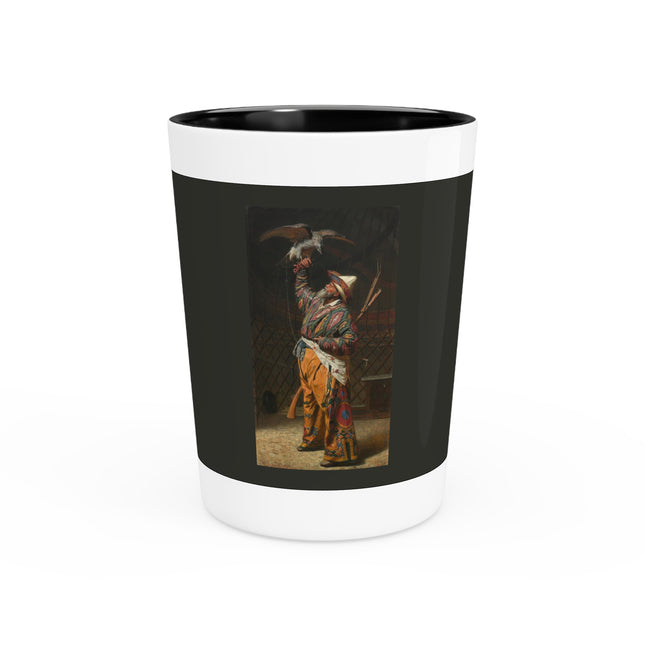 A Rich Kirghiz Huntsman with a Falcon by Vasily Vereshchagin Ceramic Shot Glass