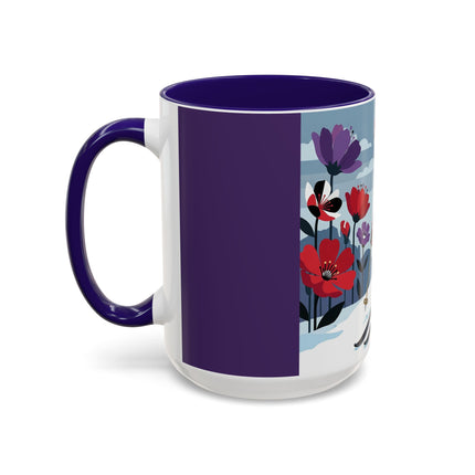 🎿❄️ The Winter Flower Skier Colorful Mug – Art Deco Alpine Fantasy