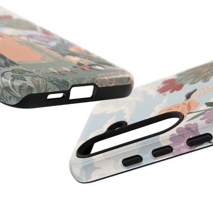 🌹🐈 The Lady And Puss In Boots Phone Case – Art Deco Floral Whimsy