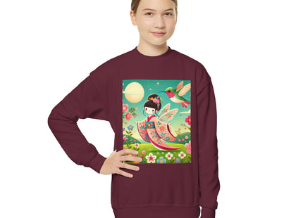 Geisha Fairy and the Hummingbird Blossom Youth Crewneck Sweatshirt