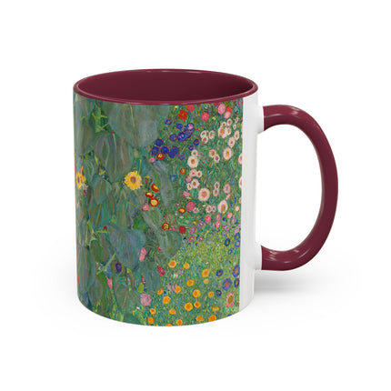 Farm Garden with Sunflowers by Gustav Klimt Colorful Mugs (11oz, 15oz)