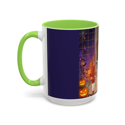 🌙🎃 The Moonlit Parlor Masquerade Colorful Mug – Elegant Halloween Romance