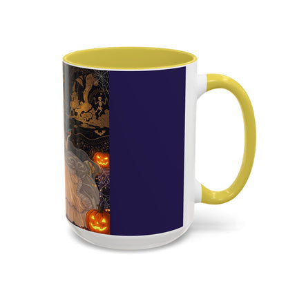 🌙🎃 The Moonlit Parlor Masquerade Colorful Mug – Elegant Halloween Romance