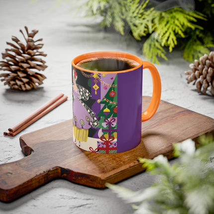 🎁✨ The Lavender Christmas Masquerade Colorful Mug – Art Deco Holiday Fantasy