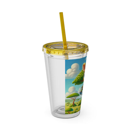 Giraffe Lookout Sunsplash Tumbler with Straw, 16oz