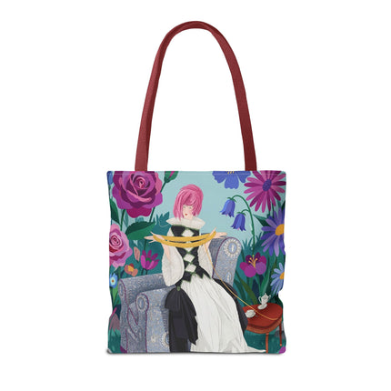 🌹🧶 The Lady Of The Golden Yarn Tote Bag – Art Deco Floral Elegance