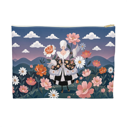 🌸🎀 The Grand Floral Promenade Accessory Pouch – Art Deco Fashion Fantasy