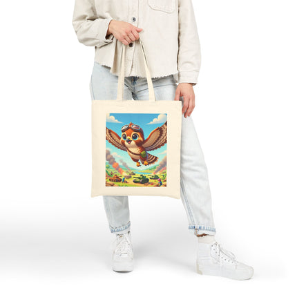 The Red-Tailed Hawk in Battle Cotton Canvas Tote Bag – Flight, Courage & High-Flying Adventure
