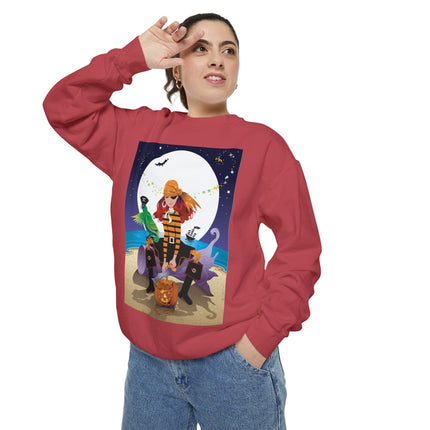 Moonlit Pirate Halloween Unisex Garment-Dyed Sweatshirt