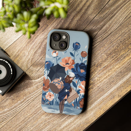 ☂️🌺 The Lady Of The Traveling Garden Phone Case – Art Deco Floral Adventure