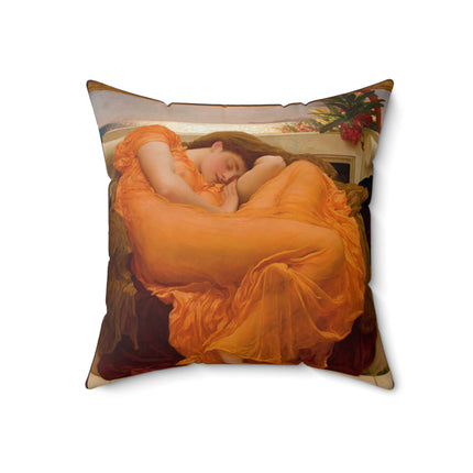Flaming June by Frederic Leighton Spun Polyester Square Pillow