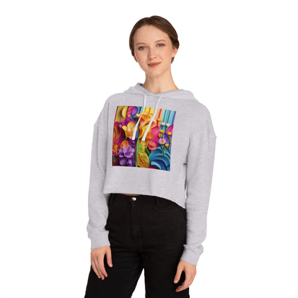 The Graceful Freesia Women’s Cropped Hooded Sweatshirt