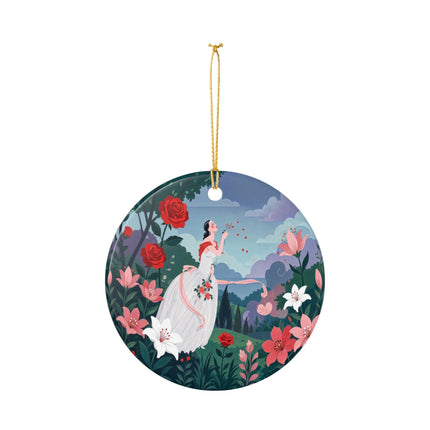 🌹💌 The Garden Of Blown Kisses Ceramic Ornament – Art Deco Floral Romance