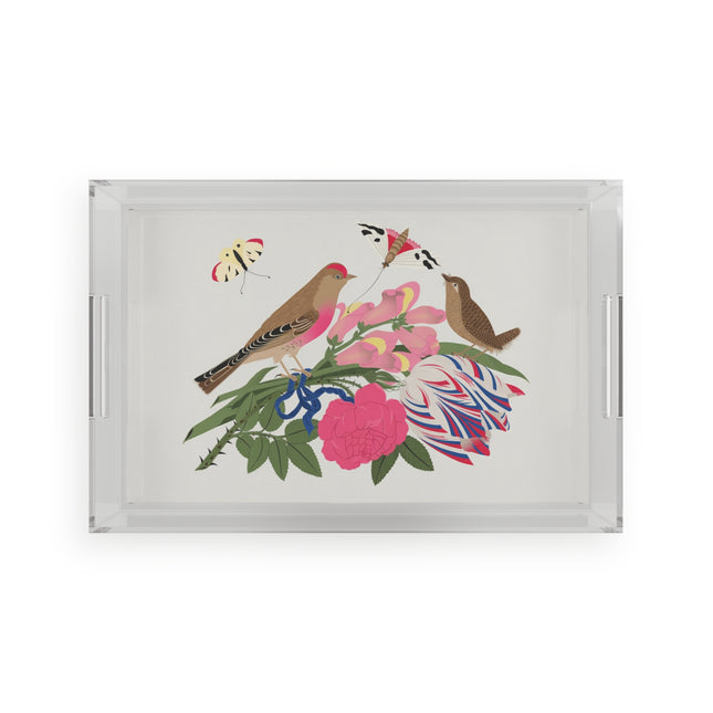 Pink-Breasted Bird & Wren Acrylic Serving Tray