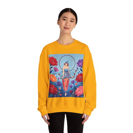 🎪🌺 The Flower Garden Harlequin Crewneck Sweatshirt – Art Deco Fashion Whimsy
