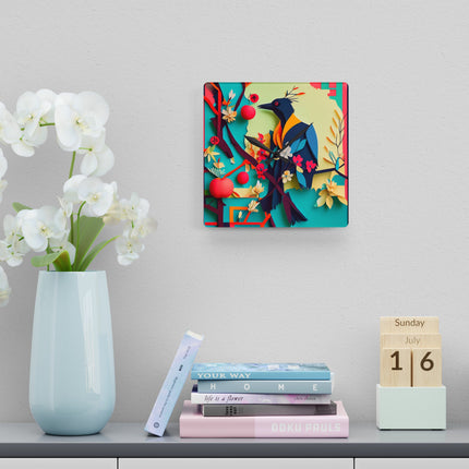 Curious Crow Acrylic Wall Clock, Round and Square
