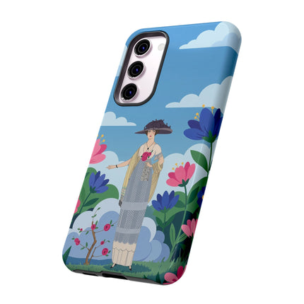 🌸🎩 The Lady Of The Grand Flower Garden Phone Case – Art Deco Fashion Illustration