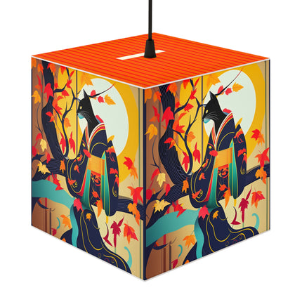 Black Cat in Kimono Light Cube Lamp