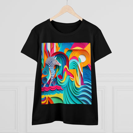 Surfing Zebra Women's Midweight Cotton Tee