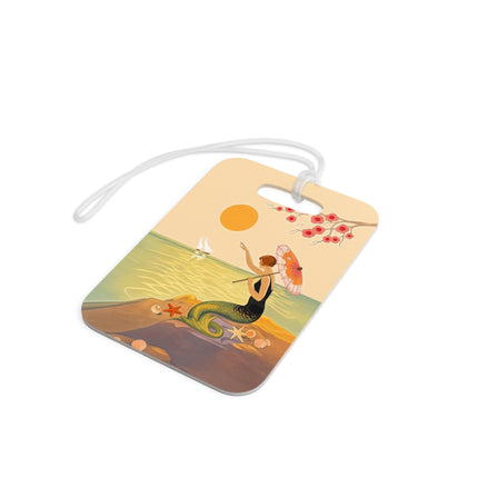 🧜‍♀️☂️ The Mermaid With The Parasol Luggage Tag – Art Deco Seaside Fantasy