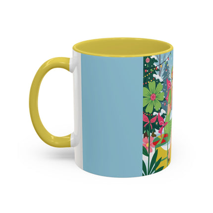 ☕🎄 Christmas Tea In The Snow Garden Colorful Mug – Art Deco Holiday Friendship