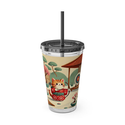 Archer Kitten in the Zen Garden Sunsplash Tumbler with Straw, 16oz