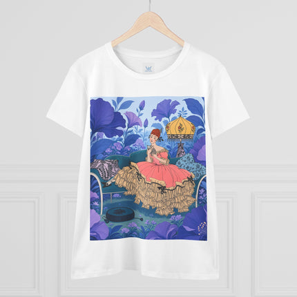🌸🛋️ The Enchanted Garden Repose Cotton Tee – Art Deco Floral Whimsy