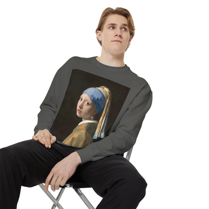 Girl with a Pearl Earring by Johannes Vermeer Unisex Garment-Dyed Sweatshirt