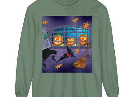 Whimsical Halloween Mischief Unisex Garment-dyed Long Sleeve T-Shirt